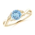 thumbnail image 1 of Angara Natural 0.72 Ct. Aquamarine Solitaire Ring in 14K Yellow Gold for Women (Ring Size: 10), 1 of 10