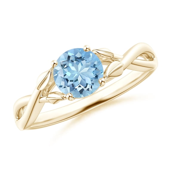 Angara Natural 0.72 Ct. Aquamarine Solitaire Ring in 14K Yellow Gold for Women (Ring Size: 10)