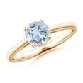 thumbnail image 1 of Angara Natural 0.72 Ct. Aquamarine Solitaire Ring in 14K Yellow Gold for Women (Ring Size: 11.5), 1 of 11