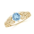 thumbnail image 1 of ANGARA Natural Solitaire Round Aquamarine Celtic Knot Engagement Ring in 14K Yellow Gold for Women (Size-6mm) | March Birthstone, Anniversary, Jewelry Gift for Women | Natural Aquamarine Ring, 1 of 12