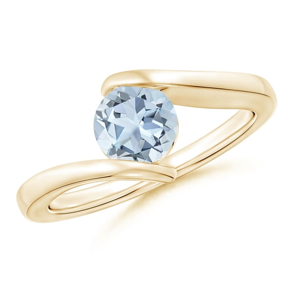 Angara Natural 0.72 Ct. Aquamarine Solitaire Ring in 14K Yellow Gold for Women (Ring Size: 3.5)