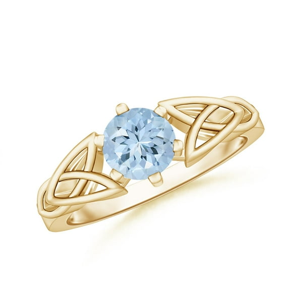 Angara Natural 0.72 Ct. Aquamarine Solitaire Ring in 14K Yellow Gold for Women (Ring Size: 3)
