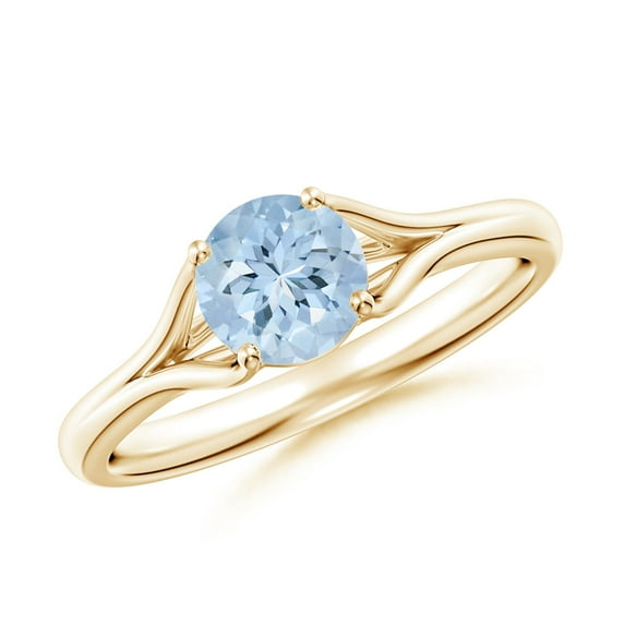 Angara Natural 0.72 Ct. Aquamarine Solitaire Ring in 14K Yellow Gold for Women (Ring Size: 8)