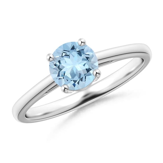 Angara Natural 0.72 Ct. Aquamarine Solitaire Ring in Sterling Silver for Women (Ring Size: 12)