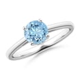 thumbnail image 1 of Angara Natural 0.72 Ct. Aquamarine Solitaire Ring in Sterling Silver for Women (Ring Size: 3.5), 1 of 8