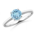 thumbnail image 1 of ANGARA Natural Prong-Set Round Aquamarine Solitaire Engagement Ring in 925 Sterling Silver for Women (Size-6mm) | March Birthstone, Anniversary, Jewelry Gift for Women | Natural Aquamarine Ring, 1 of 8