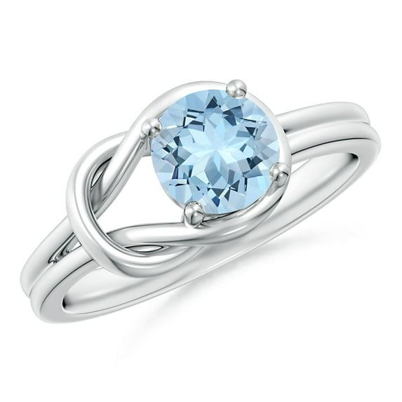 ANGARA Natural Solitaire Aquamarine Infinity Knot Engagement Ring in 925 Sterling Silver for Women (Size-6mm) | March Birthstone, Anniversary, Jewelry Gift for Women | Natural Aquamarine Ring
