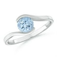 thumbnail image 1 of ANGARA Natural Semi Bezel-Set Solitaire Round Aquamarine Bypass Ring in 925 Sterling Silver for Women (Size-6mm) | March Birthstone, Anniversary, Jewelry Gift for Women | Natural Aquamarine Ring, 1 of 10