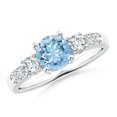 thumbnail image 1 of Angara Natural 0.72 Ct. Aquamarine with Diamond Classic Ring in 14K White Gold for Women (Ring Size: 4.5), 1 of 9