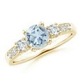 thumbnail image 1 of Angara Natural 0.72 Ct. Aquamarine with Diamond Classic Ring in 14K Yellow Gold for Women (Ring Size: 11.5), 1 of 9