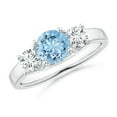 thumbnail image 1 of Angara Natural 0.72 Ct. Aquamarine with Diamond Classic Ring in Sterling Silver for Women (Ring Size: 11.5), 1 of 9