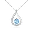 thumbnail image 1 of ANGARA Natural Floating Aquamarine Tulip Pendant with Diamonds in 14K White Gold for Women (Size-6mm) | March Birthstone, Birthday, Anniversary, Jewelry Gift for Women | Natural Aquamarine Necklace, 1 of 8
