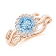 thumbnail image 1 of ANGARA Natural Vintage Inspired Aquamarine Flower and Vine Ring in 14K Rose Gold for Women (Size-6mm) | March Birthstone, Birthday, Anniversary, Jewelry Gift for Women | Natural Aquamarine Ring, 1 of 9