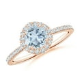 thumbnail image 1 of Angara Natural 0.72 Ct. Aquamarine with Diamond Halo Ring in 14K Rose Gold for Women (Ring Size: 3), 1 of 9