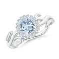 thumbnail image 1 of ANGARA Natural Vintage Inspired Aquamarine Flower and Vine Ring in 14K White Gold for Women (Size-6mm) | March Birthstone, Birthday, Anniversary, Jewelry Gift for Women | Natural Aquamarine Ring, 1 of 9