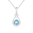 thumbnail image 1 of ANGARA Natural Aquamarine Knotted Heart Pendant with Diamond in 925 Sterling Silver for Women (Size-6mm) | March Birthstone, Anniversary, Jewelry Gift for Women | Natural Aquamarine Necklace, 1 of 8