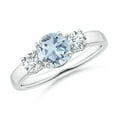 thumbnail image 1 of Angara Natural 0.72 Ct. Aquamarine with Diamond Three Stone Ring in Sterling Silver for Women (Ring Size: 11.5), 1 of 12