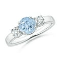 thumbnail image 1 of ANGARA Natural Classic Aquamarine and Diamond Three Stone Engagement Ring in 925 Sterling Silver for Women (Size-6mm) | March Birthstone, Anniversary, Jewelry Gift for Women | Natural Aquamarine Ring, 1 of 12