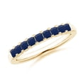 thumbnail image 1 of ANGARA Natural Square Blue Sapphire Semi Eternity Wedding Ring in 14K Yellow Gold for Women (Size-2.2mm) | September Birthstone, Anniversary, Jewelry Gift for Women | Natural Blue Sapphire Ring, 1 of 9