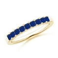 thumbnail image 1 of ANGARA Natural Square Blue Sapphire Semi Eternity Wedding Ring in 14K Yellow Gold for Women (Size-2.2mm) | September Birthstone, Anniversary, Jewelry Gift for Women | Natural Blue Sapphire Ring, 1 of 9