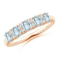 thumbnail image 1 of Angara Natural 0.75 Ct. Aquamarine with Diamond Non Eternity Ring in 14K Rose Gold for Women (Ring Size: 3), 1 of 9