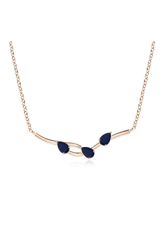 Natural Pear-Shaped Sapphire Tree Branch Pendant in 14K Rose Gold for Women (Size-5x3mm) | September Birthstone, Birthday, Anniversary, Jewelry Gift for Women | Natural Blue Sapphire Necklace