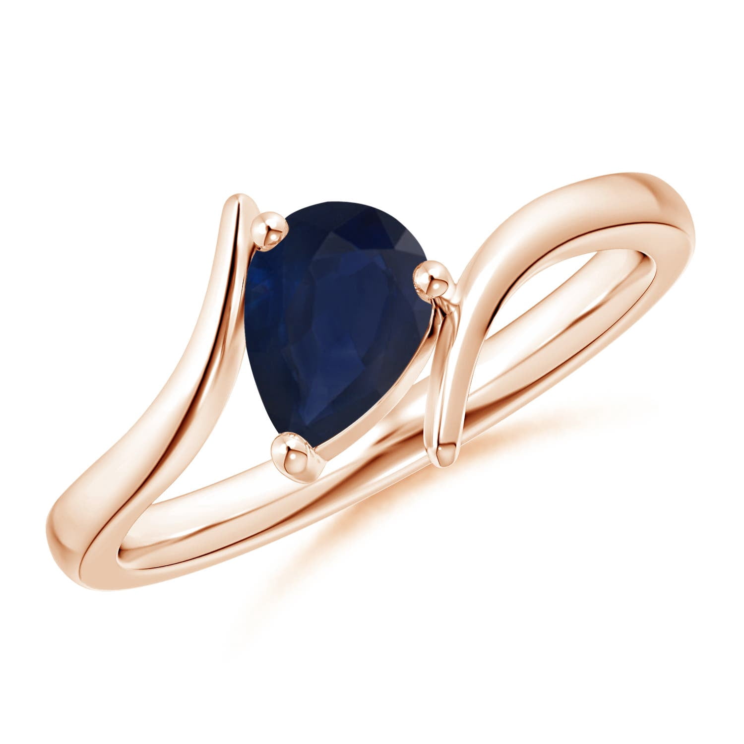 ANGARA Natural Bypass Pear-Shaped Blue Sapphire Ring in 14K Yellow 