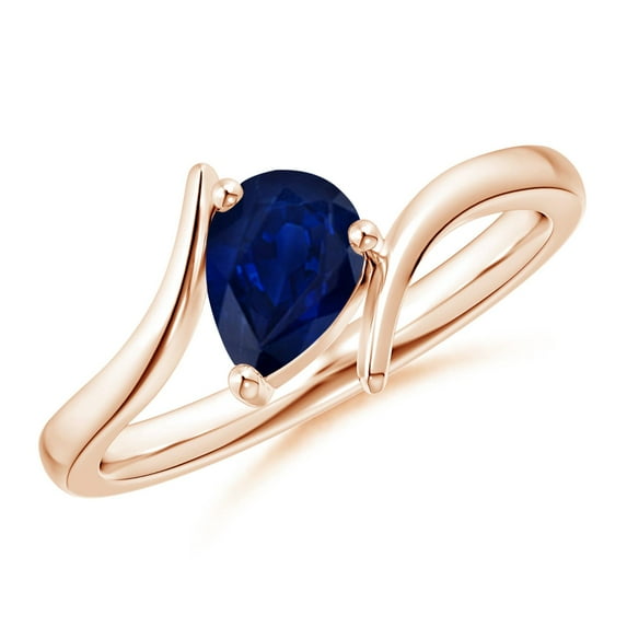 ANGARA Natural Bypass Pear-Shaped Blue Sapphire Ring in 14K Rose Gold for Women (Size-7x5mm) | September Birthstone, Birthday, Anniversary, Jewelry Gift for Women | Natural Blue Sapphire Ring