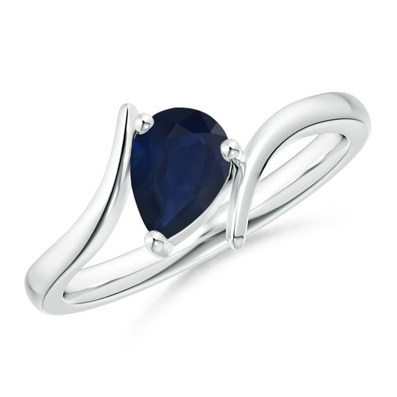 ANGARA Natural Bypass Pear-Shaped Blue Sapphire Ring in 14K White Gold for Women (Size-7x5mm) | September Birthstone, Birthday, Anniversary, Jewelry Gift for Women | Natural Blue Sapphire Ring