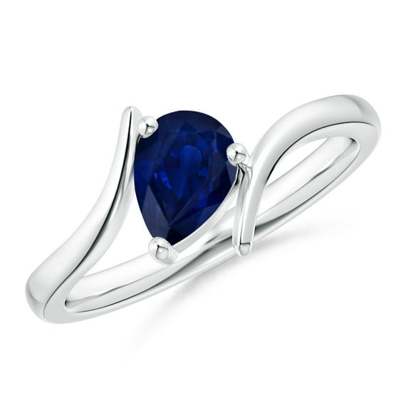 Angara Natural 0.75 Ct. Blue Sapphire Solitaire Ring in 14K White Gold for Women (Ring Size: 3.5)