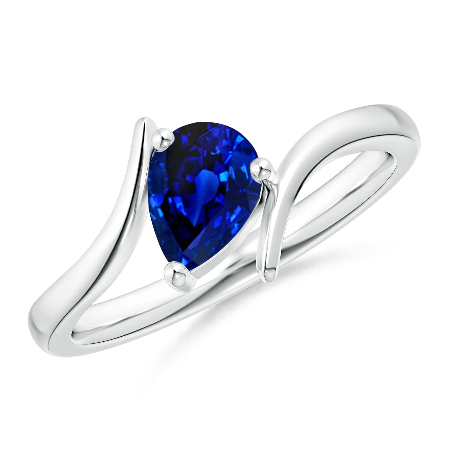 ANGARA Natural Bypass Pear-Shaped Blue Sapphire Ring in 14K Yellow 