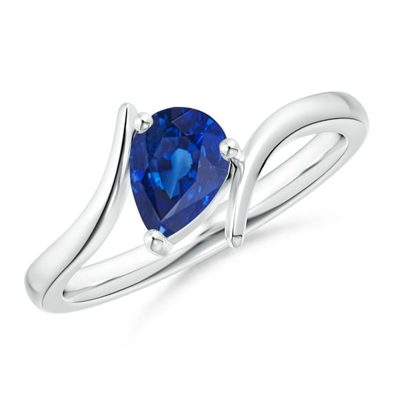 ANGARA Natural Bypass Pear-Shaped Blue Sapphire Ring in 925 Sterling Silver for Women (Size-7x5mm) | September Birthstone, Birthday, Anniversary, Jewelry Gift for Women | Natural Blue Sapphire Ring