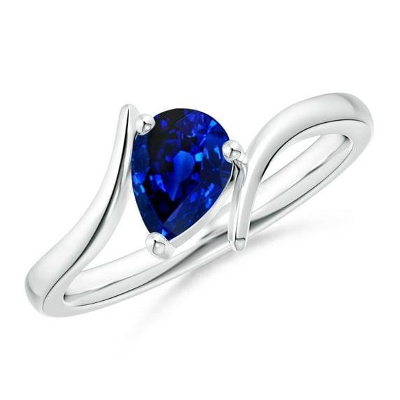 ANGARA Natural Bypass Pear-Shaped Blue Sapphire Ring in 925 Sterling Silver for Women (Size-7x5mm) | September Birthstone, Birthday, Anniversary, Jewelry Gift for Women | Natural Blue Sapphire Ring