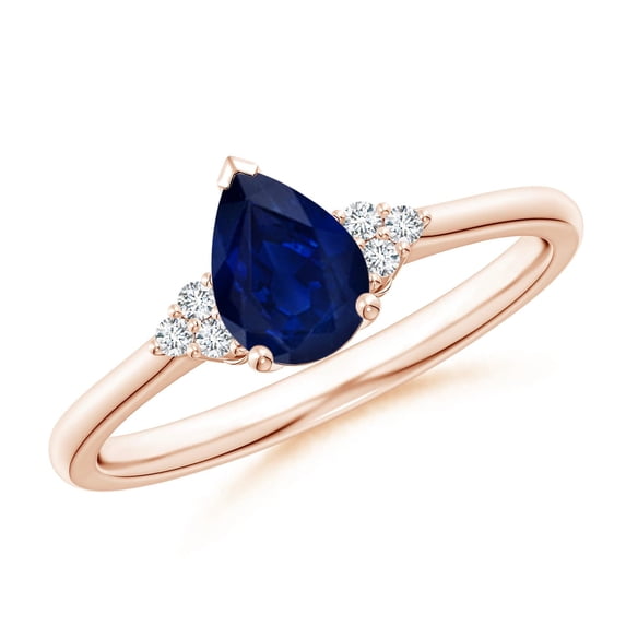 Angara Natural 0.75 Ct. Blue Sapphire with Diamond Classic Ring in 14K Rose Gold for Women (Ring Size: 3)