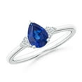 thumbnail image 1 of ANGARA Natural Pear Sapphire Solitaire Ring with Trio Diamond Accents in 14K White Gold for Women (Size-7x5mm) | September Birthstone, Anniversary, Jewelry Gift for Women | Natural Blue Sapphire Ring, 1 of 8