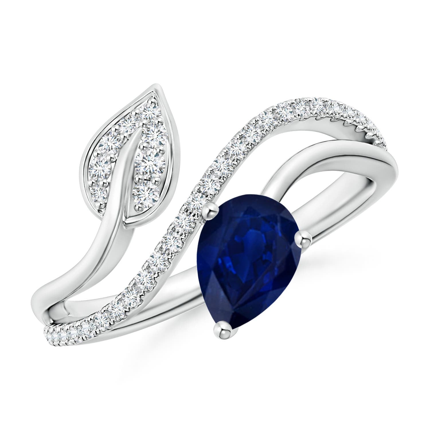 Angara Natural 0.75 Ct. Blue Sapphire with Diamond Fashion Ring in 14K ...