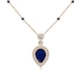 thumbnail image 1 of ANGARA Natural Inverted Pear Sapphire Necklace with Diamonds in 14K Rose Gold for Women (Size-7x5mm) | September Birthstone, Anniversary, Jewelry Gift for Women | Natural Blue Sapphire Necklace, 1 of 8