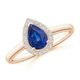 thumbnail image 1 of ANGARA Natural Pear-Shaped Blue Sapphire Halo Engagement Ring in 14K Rose Gold for Women (Size-7x5mm) | September Birthstone, Anniversary, Jewelry Gift for Women | Natural Blue Sapphire Ring, 1 of 9