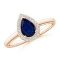 thumbnail image 1 of ANGARA Natural Pear-Shaped Blue Sapphire Halo Engagement Ring in 14K Rose Gold for Women (Size-7x5mm) | September Birthstone, Anniversary, Jewelry Gift for Women | Natural Blue Sapphire Ring, 1 of 9