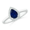 thumbnail image 1 of ANGARA Natural Pear-Shaped Blue Sapphire Halo Engagement Ring in 14K White Gold for Women (Size-7x5mm) | September Birthstone, Anniversary, Jewelry Gift for Women | Natural Blue Sapphire Ring, 1 of 9