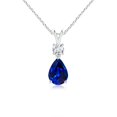 thumbnail image 1 of ANGARA Natural Pear-Shaped Sapphire V-Bale Pendant in 14K White Gold for Women (Size-7x5mm) | September Birthstone, Birthday, Anniversary, Jewelry Gift for Women | Natural Blue Sapphire Necklace, 1 of 8