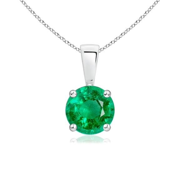 ANGARA Natural Classic Round Emerald Solitaire Pendant in 925 Sterling Silver for Women (Size-6mm) | May Birthstone, Birthday, Anniversary, Jewelry Gift for Women | Natural Emerald Necklace