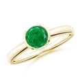 thumbnail image 1 of ANGARA Natural Semi Bezel-Set Emerald Solitaire Engagement Ring in 14K Yellow Gold for Women (Size-6mm) | May Birthstone, Birthday, Anniversary, Jewelry Gift for Women | Natural Emerald Ring, 1 of 9