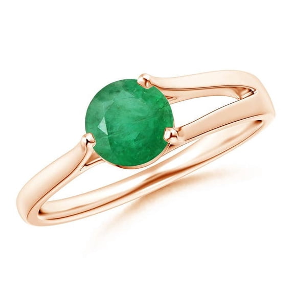 ANGARA Natural 0.75 Ct. Emerald Solitaire Ring in 14K Rose Gold for Women (Ring Size: 12)