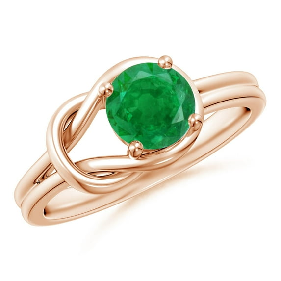 ANGARA Natural Solitaire Emerald Infinity Knot Engagement Ring in 14K Rose Gold for Women (Size-6mm) | May Birthstone, Birthday, Anniversary, Jewelry Gift for Women | Natural Emerald Ring