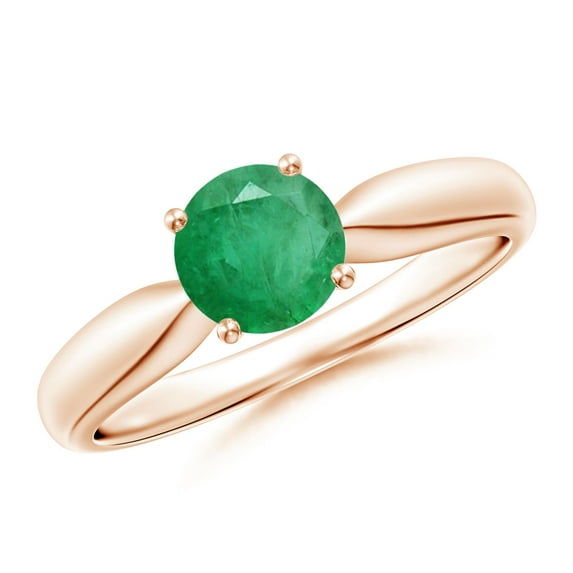 Angara Natural 0.75 Ct. Emerald Solitaire Ring in 14K Rose Gold for Women (Ring Size: 3.5)