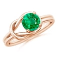 thumbnail image 1 of ANGARA Natural Solitaire Emerald Infinity Knot Engagement Ring in 14K Rose Gold for Women (Size-6mm) | May Birthstone, Birthday, Anniversary, Jewelry Gift for Women | Natural Emerald Ring, 1 of 10