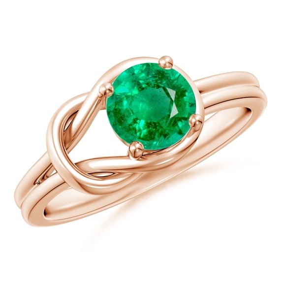 ANGARA Natural Solitaire Emerald Infinity Knot Engagement Ring in 14K Rose Gold for Women (Size-6mm) | May Birthstone, Birthday, Anniversary, Jewelry Gift for Women | Natural Emerald Ring
