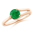 thumbnail image 1 of ANGARA Natural One Sided Split Shank Round Emerald Solitaire Engagement Ring in 14K Rose Gold for Women (Size-6mm) | May Birthstone, Anniversary, Jewelry Gift for Women | Natural Emerald Ring, 1 of 11