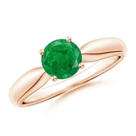 Angara Natural 0.75 Ct. Emerald Solitaire Ring in 14K Rose Gold for Women (Ring Size: 9)